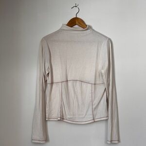 Old Navy Mock Neck Cream Long Sleeve Ultralite Stitched Faux Corset Top, sz L